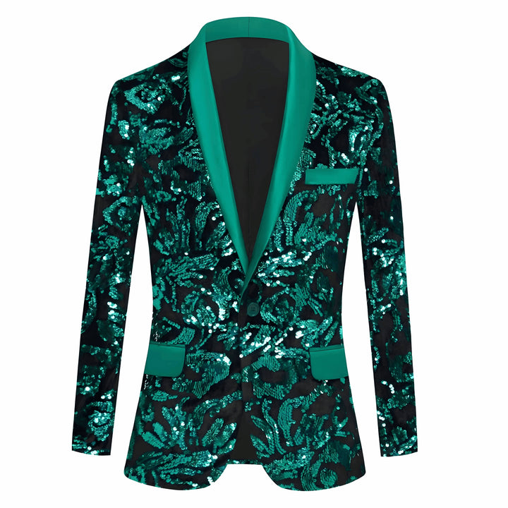 Abernathy Sequin Blazer Wynston Duke Green XS 