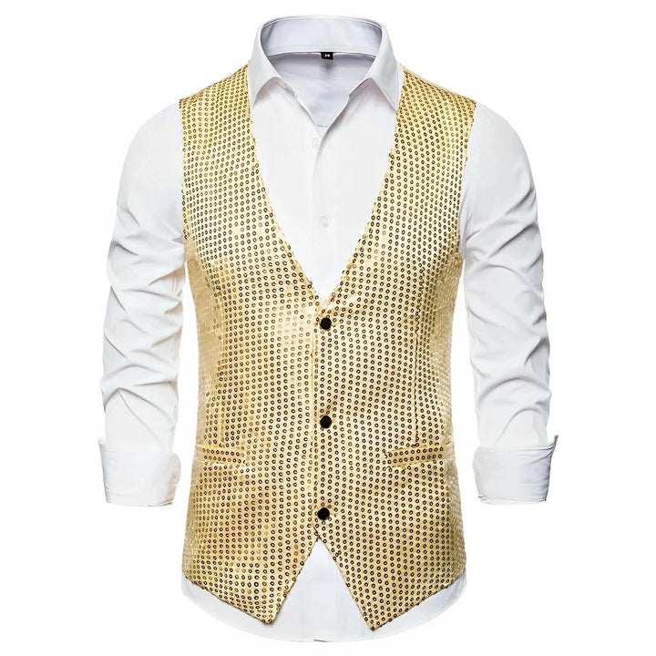 Delaney Sequin Vest Wynston Duke Gold S 