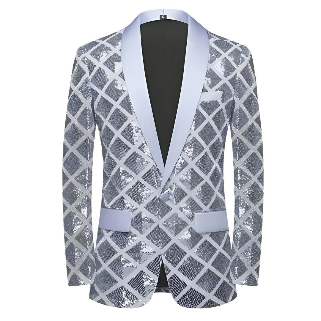 Ellison Sequin Blazer Wynston Duke Silver 36R 