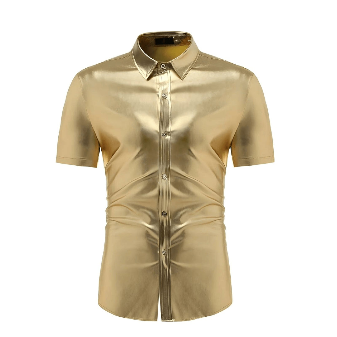 Metallic Short-Sleeve Shirt Wynston Duke Gold S 