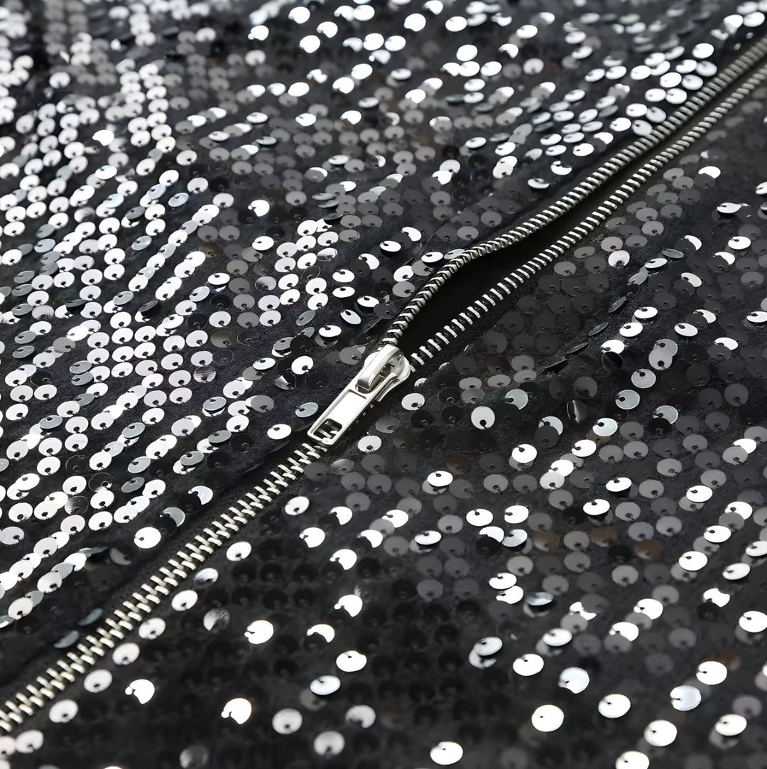Noir Sequin Bomber Jacket Watson Duke 