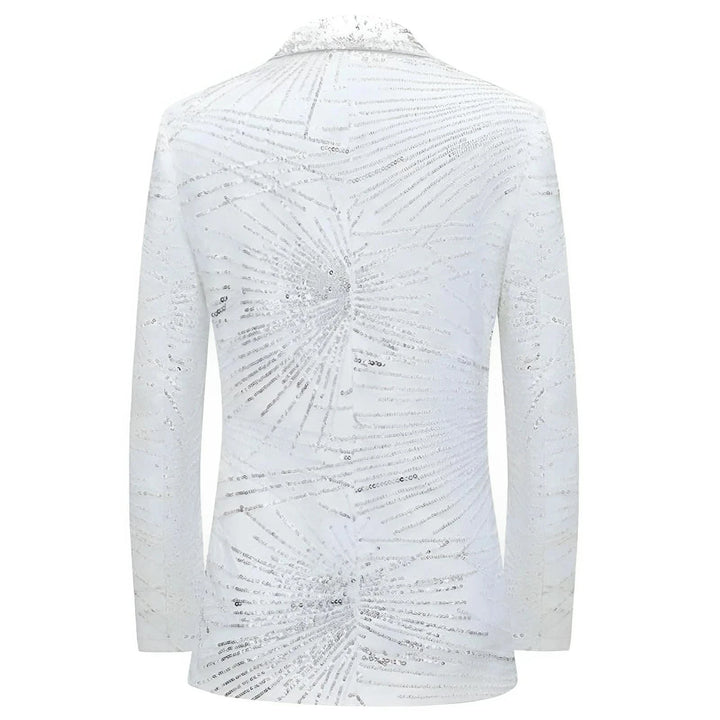 The Starlito Sequin Slim Fit Blazer Suit Jacket - White Wynston Duke 