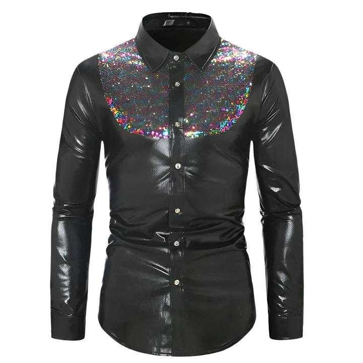 Wetherby Sequin Shirt Wynston Duke Silver Black S 